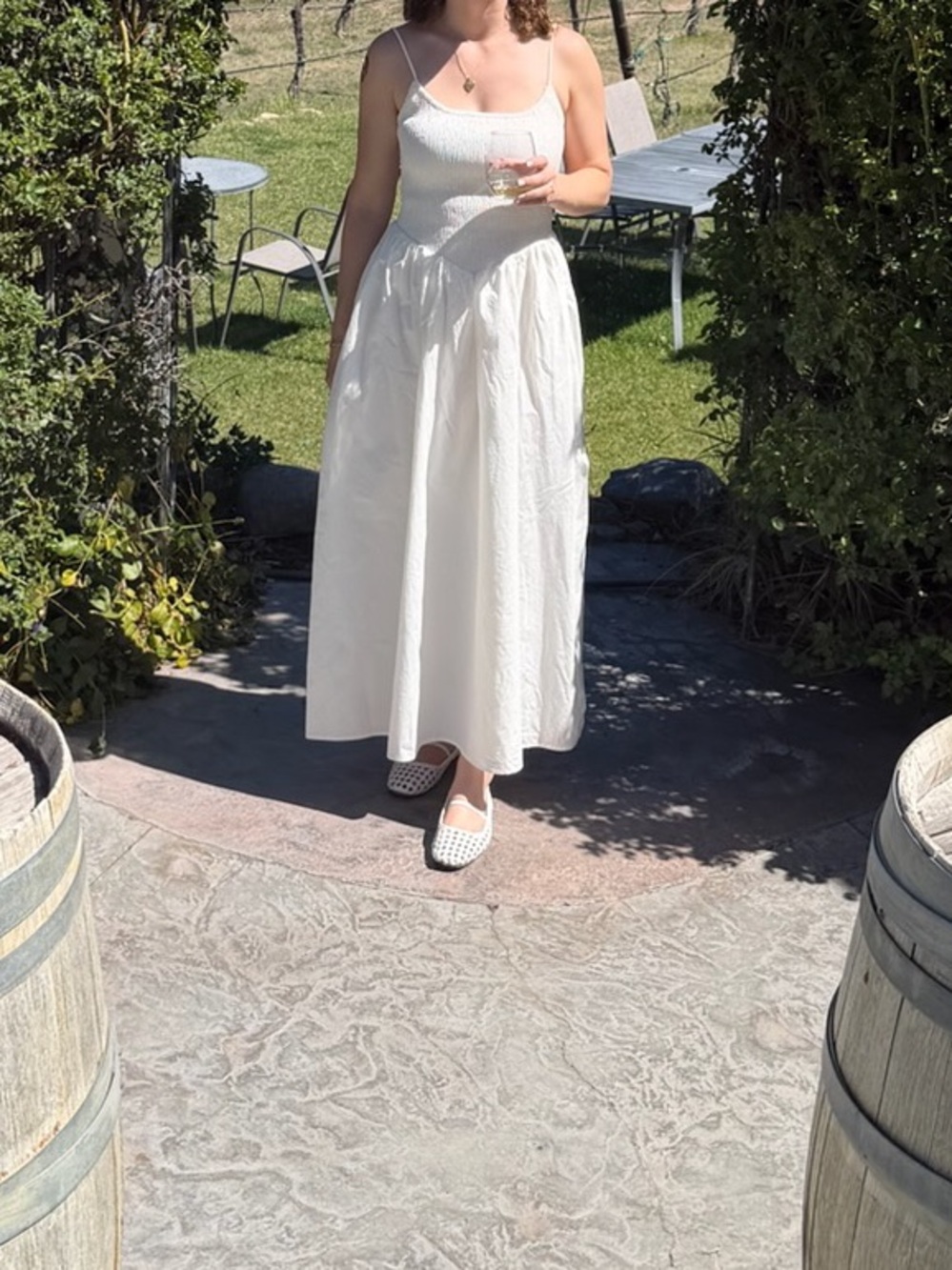 DISSH Cream White Spaghetti-Strap Midi Dress